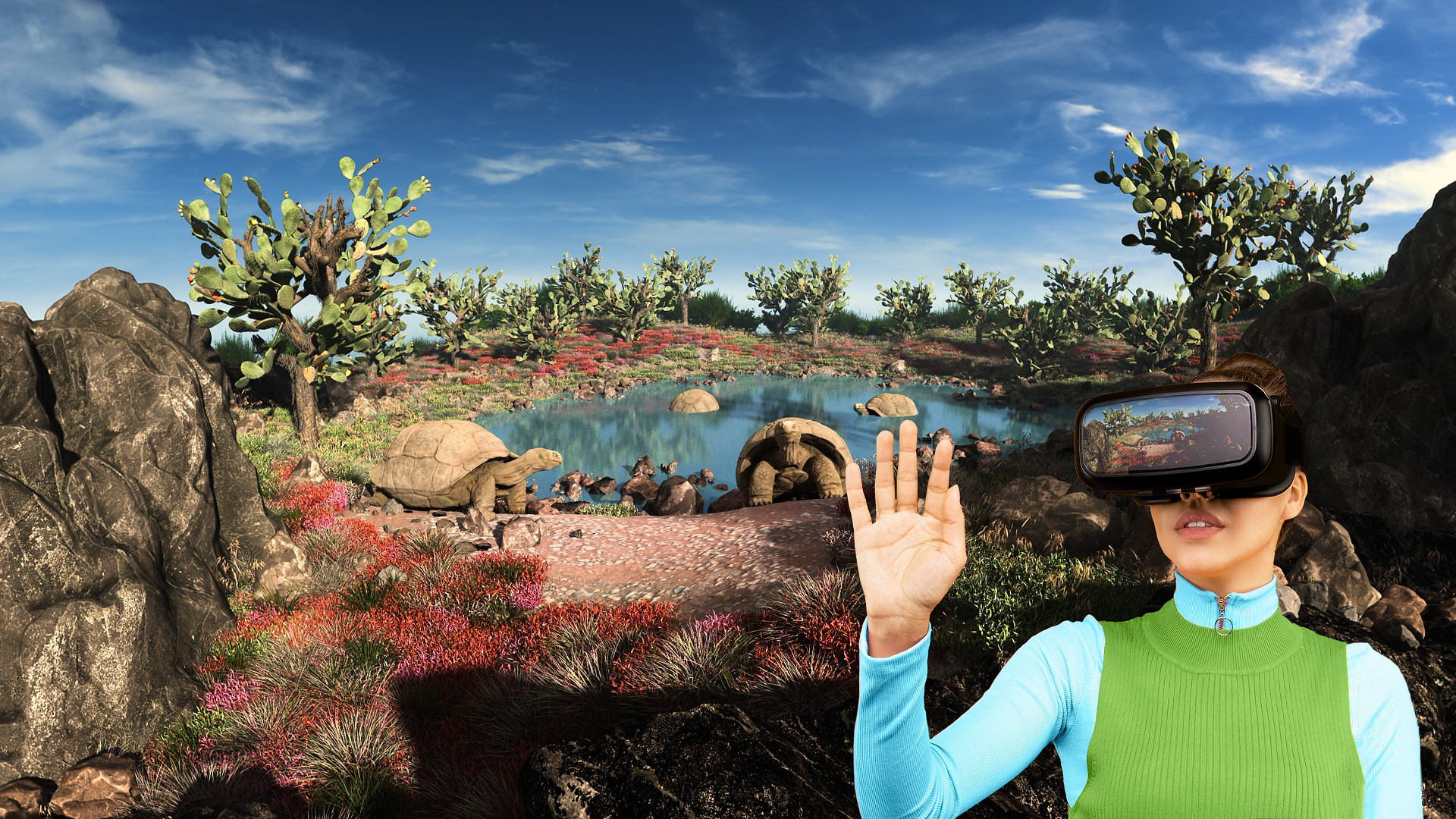 Scena in virtual reality alle isole Galapagos
